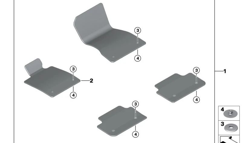 Juego de alfombrillas originales color antracita OEM 51475A36B49 para BMW Serie 5 G60 y G61. Accesorio original BMW.