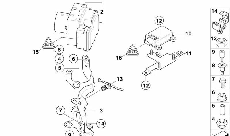 Juego de reparación mecánico de mando DSC OEM 34526798848 para MINI R56, R56 LCI, Clubman R55, Cabrio R57... y más. Original MINI.