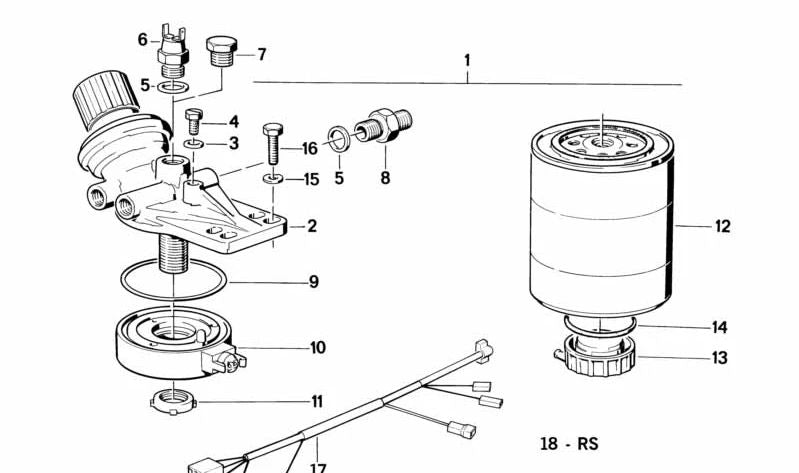 Tornillo de cierre del filtro de combustible OEM 13321285906 para BMW E28. Pieza original BMW.