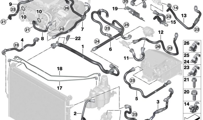 Mangueira de bomba de líquido de arrefecimento elétrica para BMW X1 U11, U12, X2 U10, MINI U25 (OEM 17128478455). BMW original