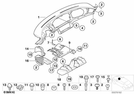 Panel de instrumentos superior de cuero negro OEM 51458241707 para BMW Z8 E52 (03/2000-07/2003). Original BMW.