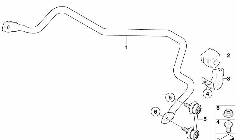 Barra estabilizadora trasera OEM 33503413000 para BMW X3 E83, E83N. Original BMW.