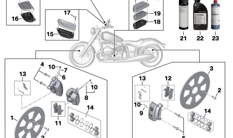 Juego pastillas de freno delantero OEM 34119444023 para motos BMW R 18, R 18 Classic, R 18 B, R 18 Transcontinental. Original BMW Motorrad.