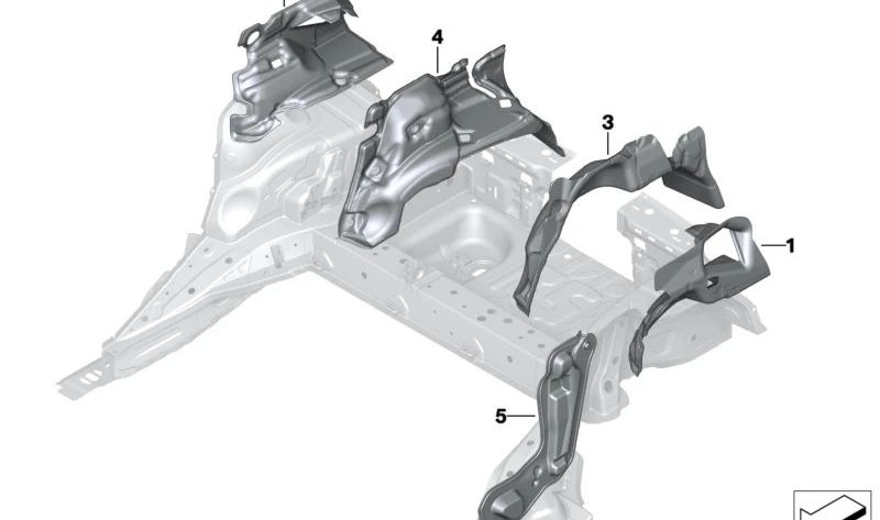 Right trunk wheel arch soundproofing OEM 51487381274 for MINI F55, F55 LCI. Original MINI.