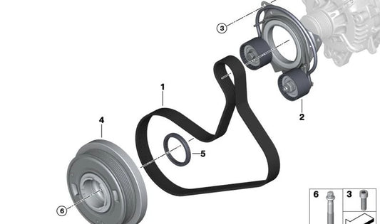 BMW Correa para BMW 3 G20N Series, G21N, 4 G22N Series, G23N, G26N, 5 G60 Series, G68, X3 G45, X5 G18N, X6 G06N (OEM 11285A6F413). BMW original