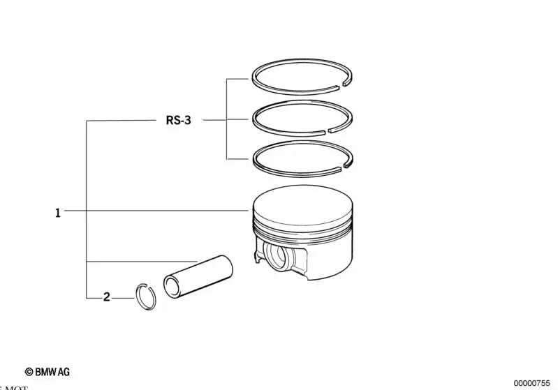 Juego de reparación de segmentos de pistones OEM 11251402397 para BMW M3 E36, 3' E36... y más. Original BMW.