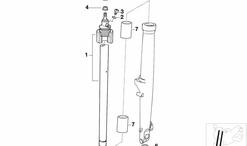 Tubo de horquilla delantera OEM 31422330554 para BMW Motorrad R 1100 R, R 1100 RT, R 850 R, R 850 RT, R 1200 RT, R 900 RT, R 1200 R, R 1150 RT. Original BMW Motorrad.