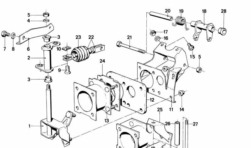 OEM -Unterstützung 35211151288 für BMW 5 E28 (518i, 520i, 525E) mit M10- und M20 -Motoren, manueller und automatischer Änderung. Jahre 1981 bis 1987. Originalstück BMW.