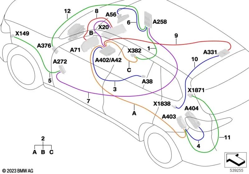 Cabo Ethernet OEM 61118714672 para BMW X5 G05, X5L G18, X6 G06, X7 G07. BMW genuíno.