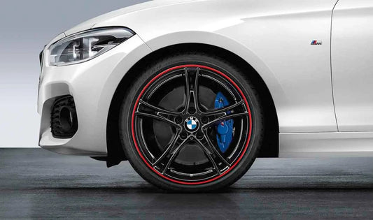 Llantas de aleación 19" diseño Doble Radio 361 OEM 36116854609 para BMW F20, F21, F22, F23. Color negro con aro rojo. Para eje delantero. Original BMW.
