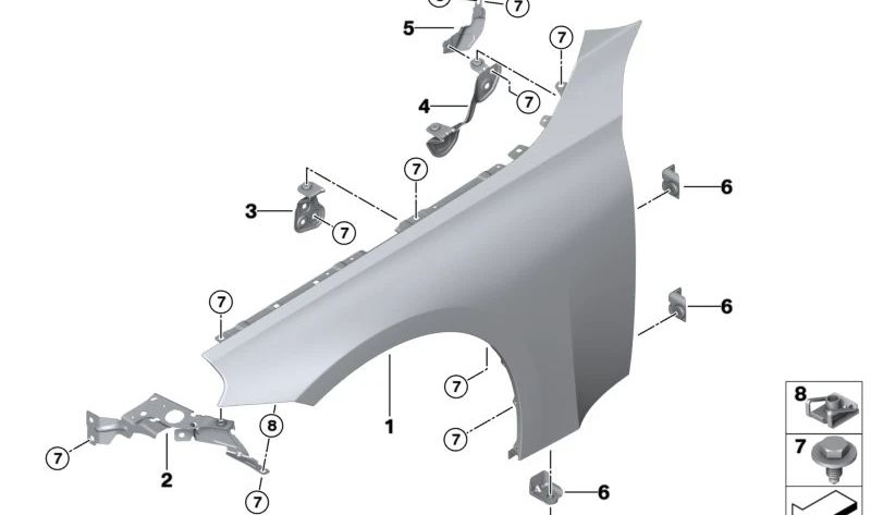 Soporte lateral delantero derecho OEM 41009466104 para BMW Serie 2 Coupé (G42). Original BMW.
