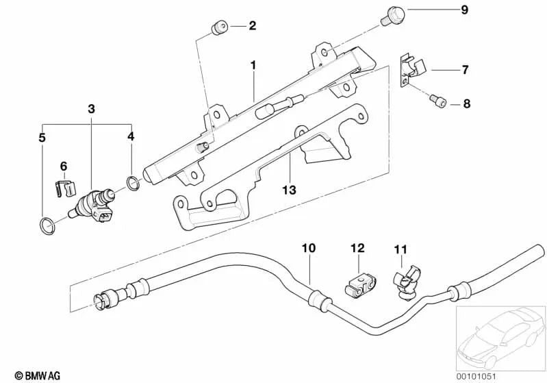 OEM injection pipe 13537521634 for BMW 3 Series E46 (316Ci, 316ti, 318Ci, 318i) with N40, N42, N45 engines. Genuine BMW.