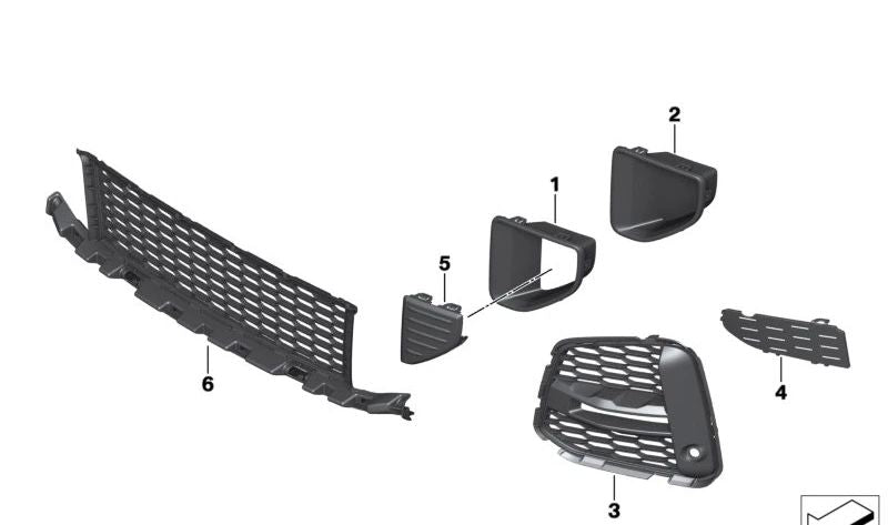 Rejilla lateral derecha OEM 51118075890 para BMW F48. Original BMW.