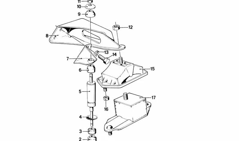Soporte Silentblock Derecho OEM 11811175200 para BMW E23. Original BMW.