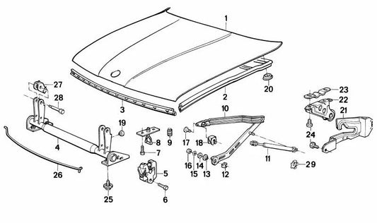 Front support OEM 51231928459 for BMW E34, E32, 5er 518i, 518g. Compatible with models from 1989 to 1996. Original BMW piece.