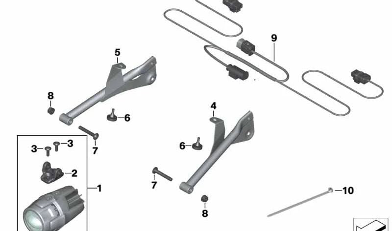 Mazo de cables para faro adicional LED OEM 61128534525 para motos BMW F 800 GS (K72), F 800 GS Adventure (K75). Original BMW Motorrad.