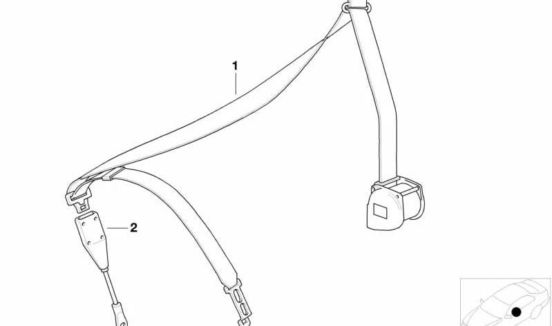 Cinturón de seguridad delantero izquierdo OEM 72111972067 para BMW E30. Original BMW.