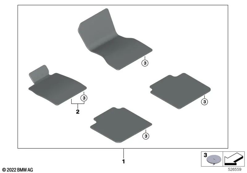 Juego de alfombrillas M ANTHRAZIT OEM 51475A65EC1 para BMW Serie 7 G70, G73. Original BMW.