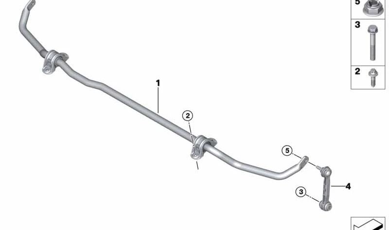 Barra estabilizadora trasera OEM 33557853266 para BMW F87, F87N, F80N, F82, F82N, F83, F83N. Original BMW.