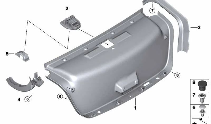 Embellecedor canaleta trasera izquierda OEM 51497489091 para BMW G11, G12 (Serie 7). Repuesto original BMW.