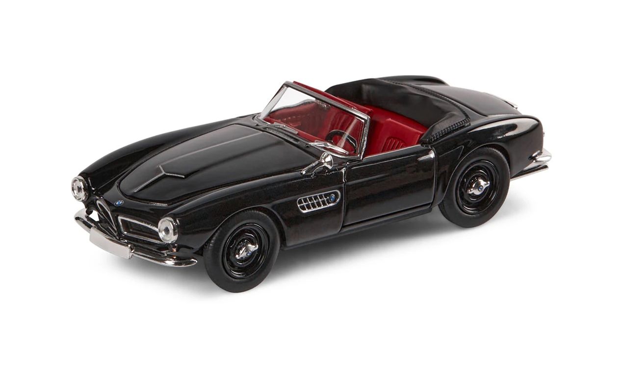 Miniatura BMW 507 escala 1:64 con neumáticos de goma y gran detalle, ideal para coleccionistas. OEM 80425B5F646. Para todos los entusiastas de BMW. Producto original BMW.