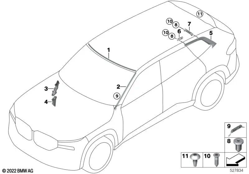Canal de drenagem de água inferior direita para BMW X5 F95, G05, G18; X6 F96, G06; X7 G07; XM G09 (OEM 5171743488). BMW original