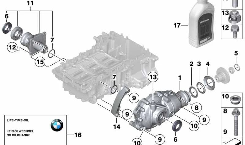 Adaptador de eje delantero OEM 31517600921 para BMW F10 y F11 520d xDrive, 525d xDrive (todos los modelos compatibles). Original BMW.