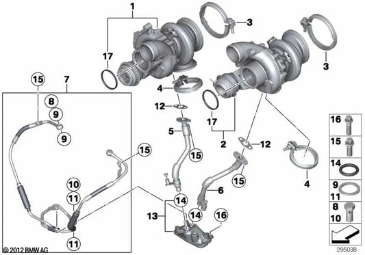Tubo de óleo BMW 5 F10 Series (OEM 11427843346). BMW original