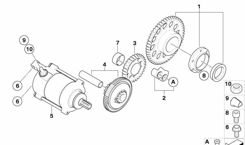 Rueda intermedia OEM 12417707116 para BMW Motorrad G 450X (K16). Original BMW Motorrad.