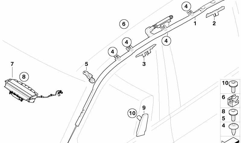 Embellecedor interior del pilar B OEM 72127222249 para BMW X6 E71, E72. Original BMW.