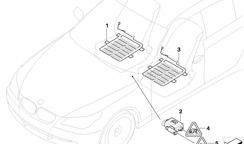 Sensor de ocupación de asiento delantero OEM 65776940423 para BMW E60, E61. Original BMW.
