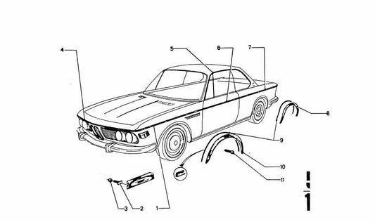 MOLD DIREITO DA PORTA DIREITA 51131810544 Para BMW E30. Peça original da BMW.
