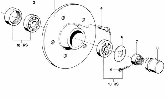 Tapered roller bearing for BMW E21, E12, E24 (OEM 31212634106). Original BMW