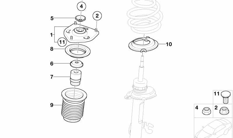 Apoyo delantero OEM 31321511413 para MINI R50, R52, R53. Original MINI.