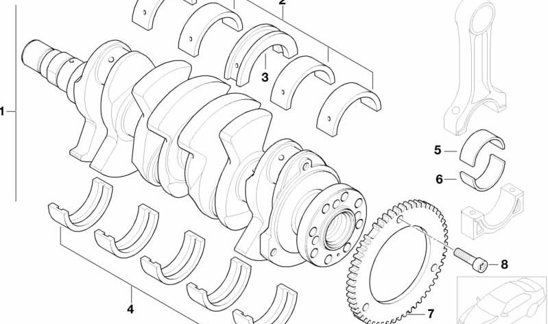 Cojinete de biela 47,75MM (+0,25) OEM 11217829975 para MINI R52 y R53 (Cooper, Cooper S, JCW). Original MINI.