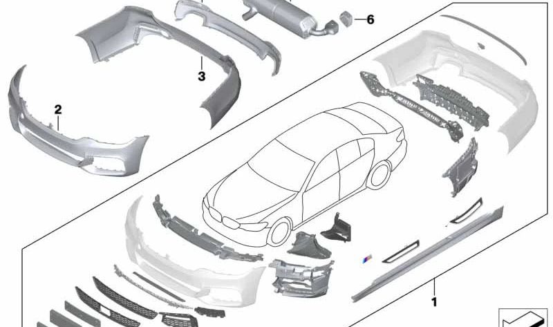 Silence arrière OEM 18308657599 pour BMW G30, G31. BMW d'origine.