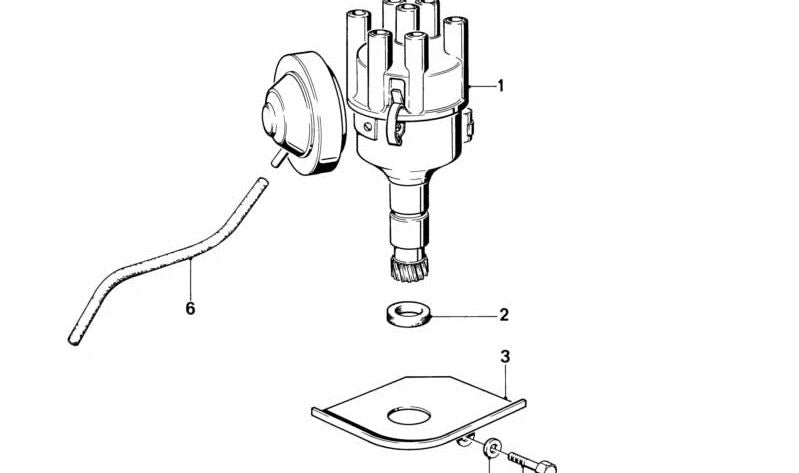 Distribuidor de encendido OEM 12111362907 para BMW E12, E24 y E23. Recambio original BMW.