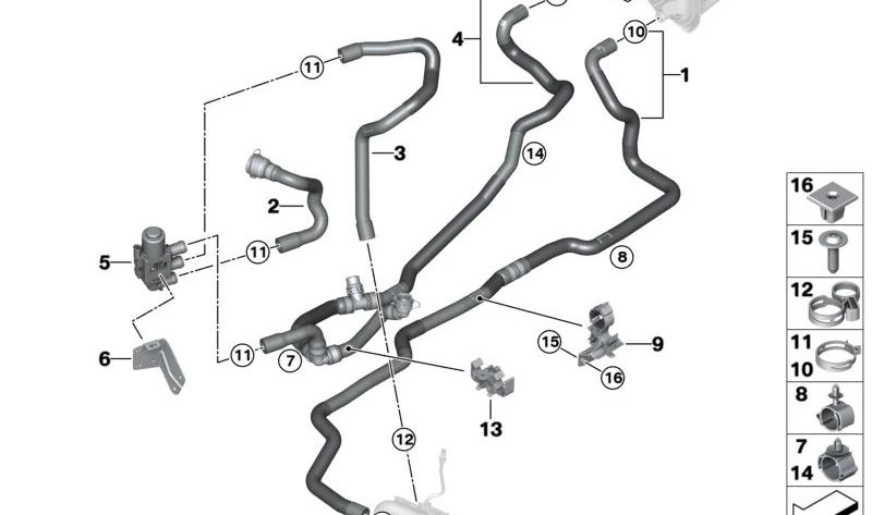 Manguera de refrigerante de avance OEM 64216993458 para BMW G01, G02. Original BMW.