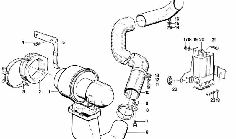 Tubo de aire OEM 11651277658 para BMW Serie 7 E23. Pieza original BMW.