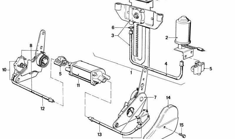Right seat height adjustment shaft for BMW E34, E24, E32 (OEM 52108242782). Original BMW.