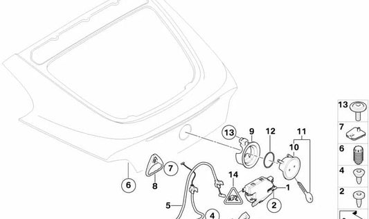 Cable de apertura de emergencia maletero OEM 51243450561 para BMW Z4 E86. Original BMW.