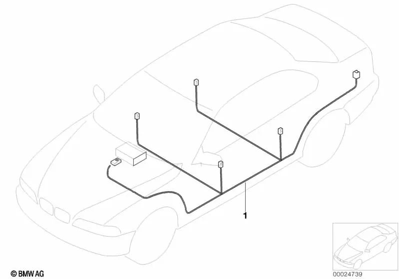 Tronco de cables de altavoz HiFi OEM 61116934743 para BMW Serie 3 E46 (03/2000 - 12/2004). Original BMW.