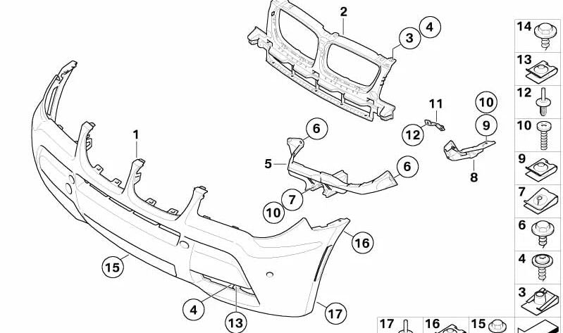 Front Bumper Primed OEM 51113436455 for BMW E83 X3. Original BMW.