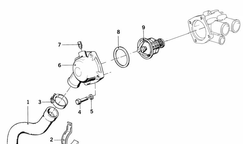 Manguera de refrigeración OEM 11531268750 para BMW E24. Original BMW.
