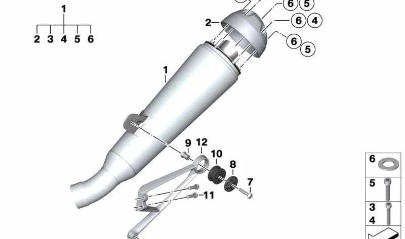Silenciador adicional OEM 18518561330 para motos BMW R nineT Pure, R nineT Racer. Original BMW Motorrad.
