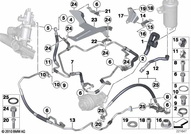 Tubo elástico 2ª parte OEM 32416786416 para BMW X5 E70, X6 E71. Original BMW.