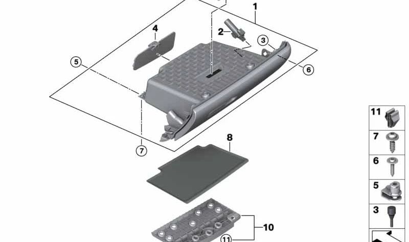 Cubierta inferior guantera OEM 51459348065 para MINI F54 {Cooper, Cooper D} Todos los modelos compatibles. Original MINI.
