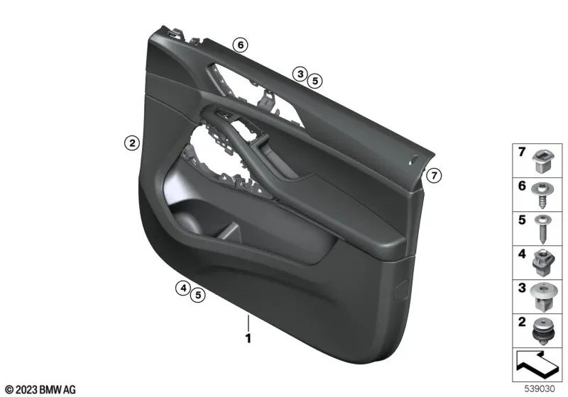 Acabamento da porta dianteira esquerda para BMW G05, G07 (OEM 51419473855). BMW originais.