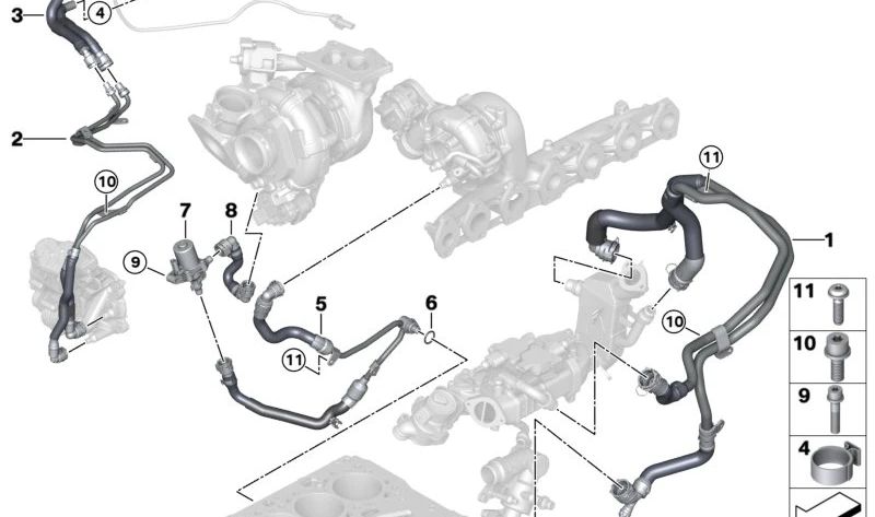 High Pressure Pressure Agr - Low AGU pressure 11538596395 for BMW G20, G21, G22, G23, G30, G31, G32, G11, G12, G14, G15, G16, G01, G02, G05, G06, G07. Original BMW.