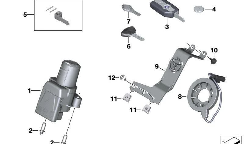 Keyless key sem chave Intelligente OEM 66127105700 para BMW Motorrad C 400 X, C 400 GT, F 750 Gs, F 850 Gs, F 850 GS Adv., F 900 R. Modelos compatíveis 2018-2024. BMW Motorrad original.